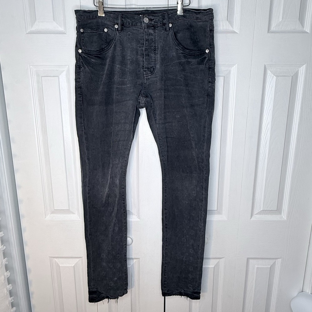 Purple Brand P001 36x31 Grey Texture Stonewashed Skinny Fit Luxury Denim